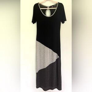 Annabelle Vintage Jersey Black and Gray Colorblock Dress Short Sleeve Size L